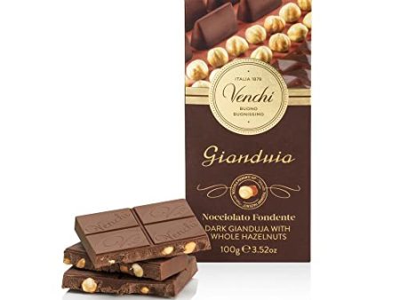 Venchi - Tableta de Chocolate Negro con Avellanas del Piamonte IGP y Gianduja - 100 g - Sin Gluten Embalaje Deteriorado Online Sale