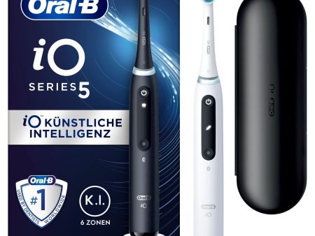 (Falta cepillo negro, Incluye cepillo blanco) - Oral-B iO Series 5 - Cepillo de Dientes Eléctrico con Tecnología Avanzada, Paquete Doble, Blanco Embalaje Deteriorado Sale