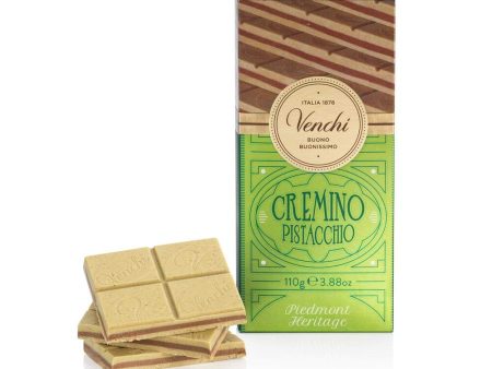 Tableta Cremino de Pistacho Venchi, 110 g - Chocolate con Leche y Blanco con Pasta de Pistacho - Sin Gluten Embalaje Deteriorado (Cad: 28 06 2026) Sale