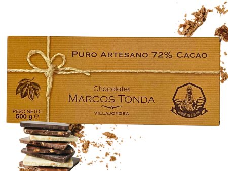 Chocolates Marcos Tonda – Tableta de Chocolate Negro Artesano 72% Cacao, 500g Embalaje Deteriorado (Cad: 30 10 2025) Supply