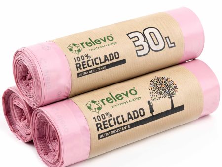 (Falta 1, Incluye 2) - Bolsas de Basura Perfumadas Relevo 100% Recicladas, Extra Resistentes con Autocierre, 30 L, (2 packs de 15 bolsas, total de 30 bolsas) Embalaje Deteriorado Supply