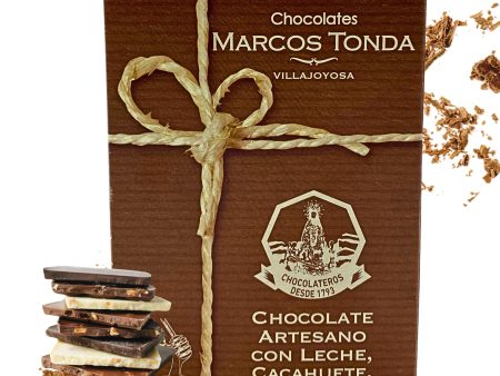 Chocolates Marcos Tonda – Tableta Artesana de Chocolate con Leche, Cacahuete, Miel y Sal (120g) Embalaje Deteriorado For Cheap