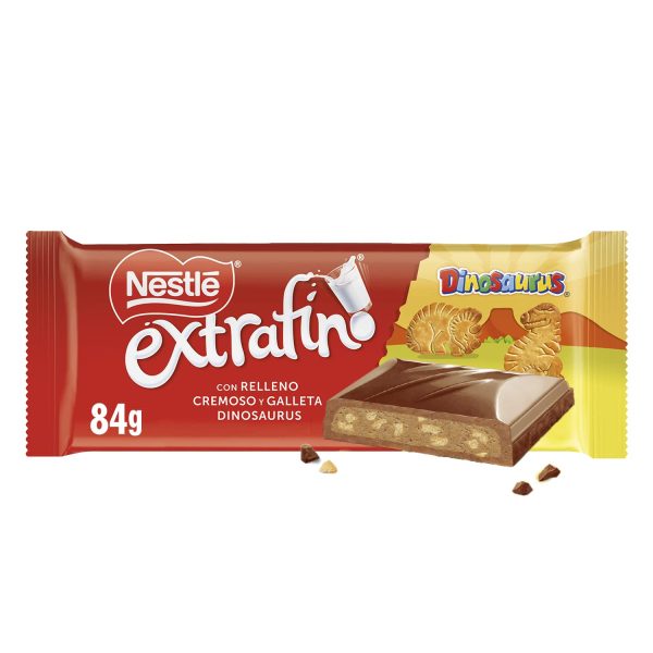 Tableta de chocolate con leche y galleta Dinosaurus Nestlé Extrafino, 84 g Embalaje Deteriorado (Cad: 31 08 2025) Discount